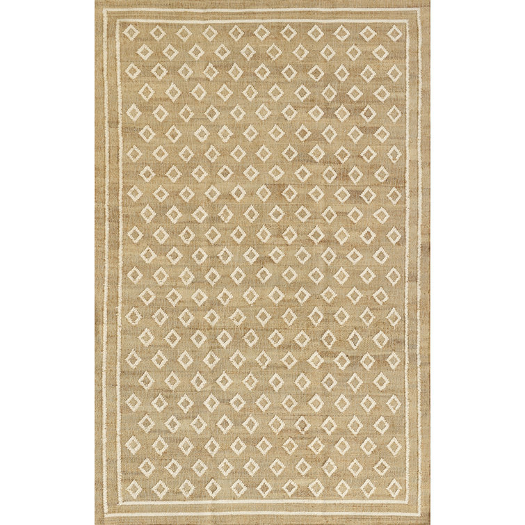 Handmade Beige and White Wool Runner Rug