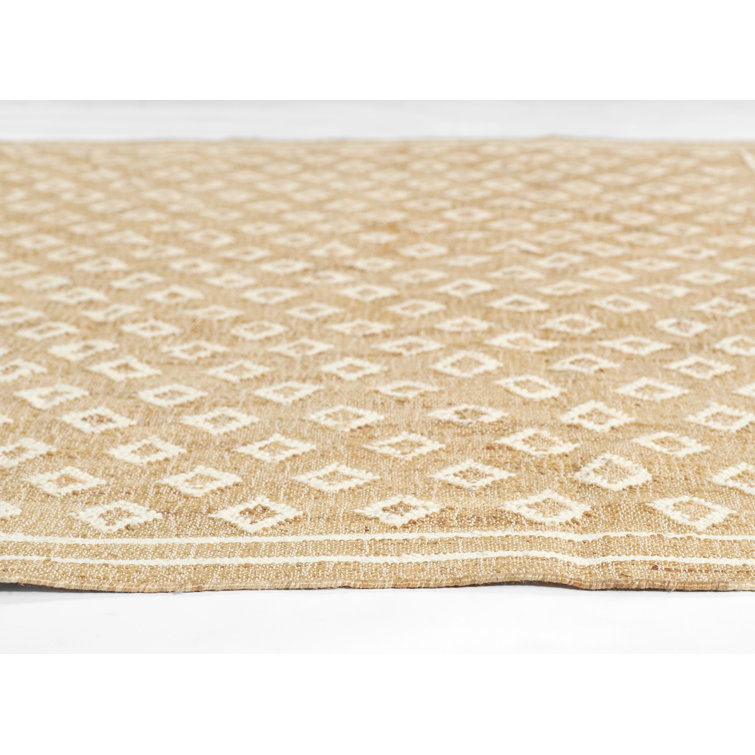 Handmade Beige and White Wool Runner Rug