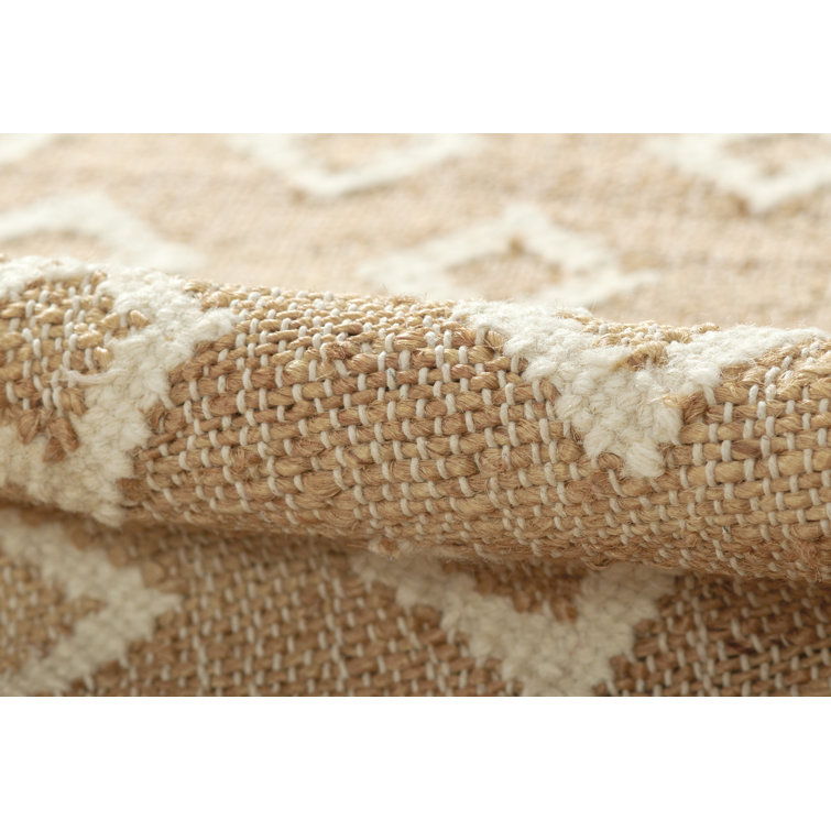 Handmade Beige and White Wool Runner Rug