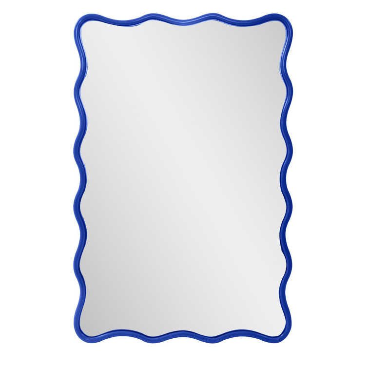 Royal Blue Scalloped Frame Rectangular Wall Mirror