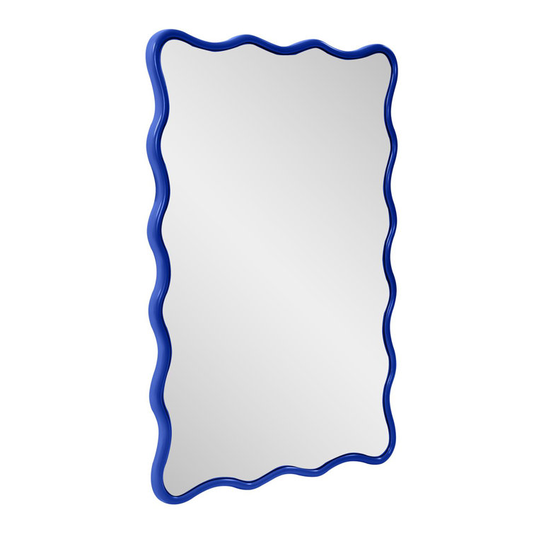 Royal Blue Scalloped Frame Rectangular Wall Mirror