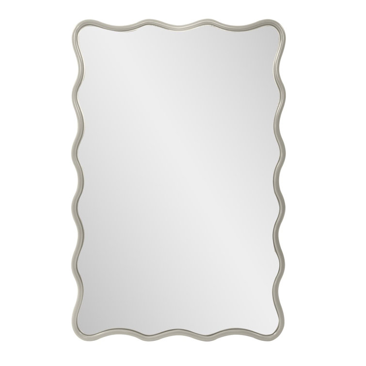 Nickel Scalloped Frame 36'' Rectangular Wall Mirror