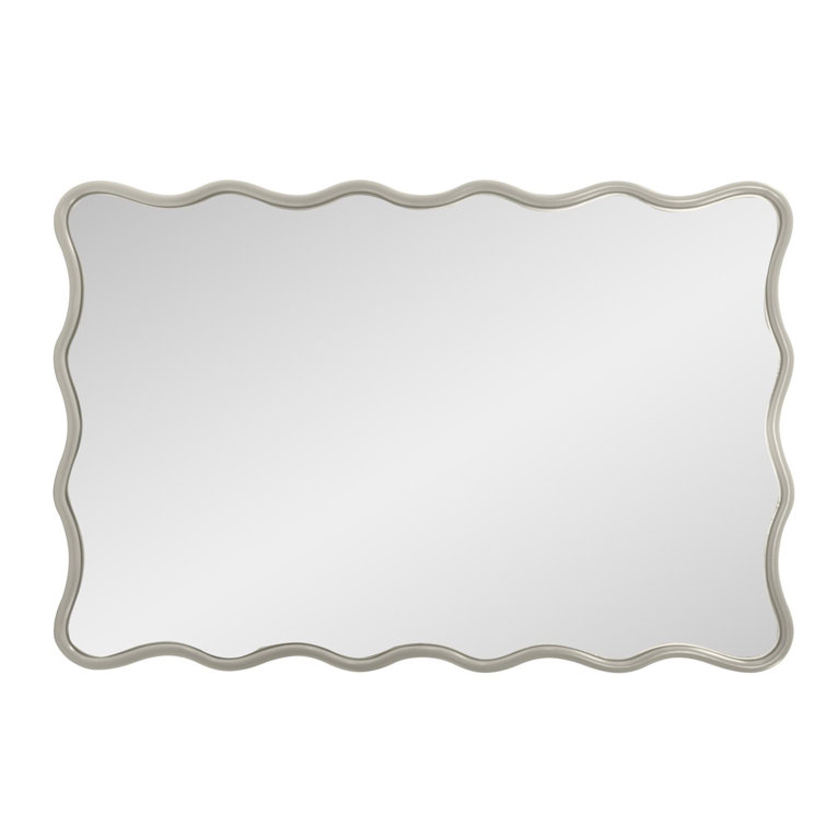 Nickel Scalloped Frame 36'' Rectangular Wall Mirror