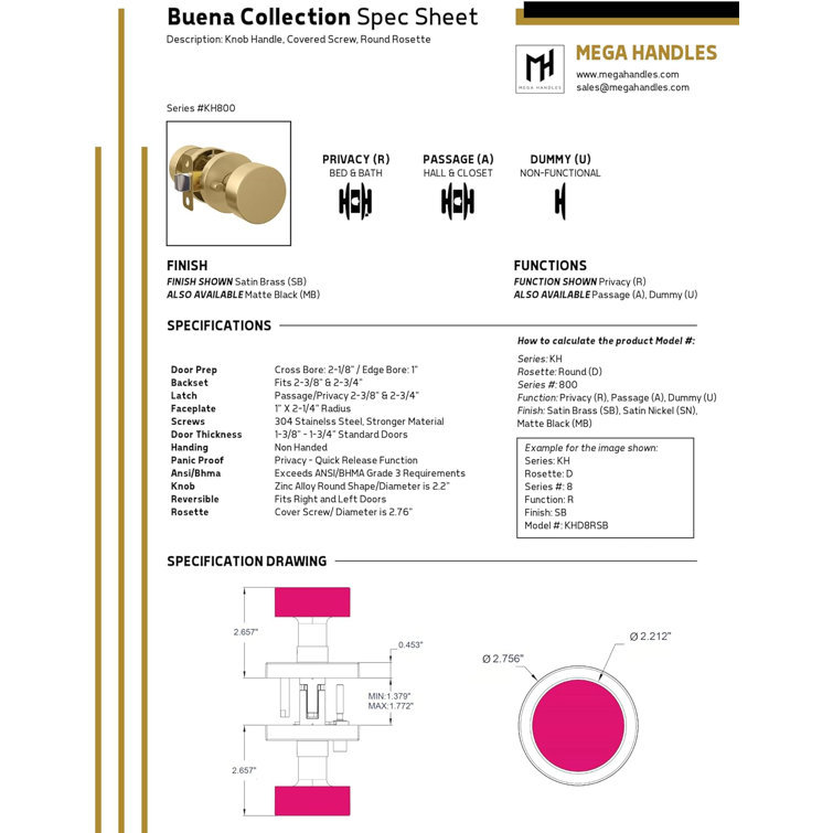 Buena Satin Nickel Round Door Knob Set