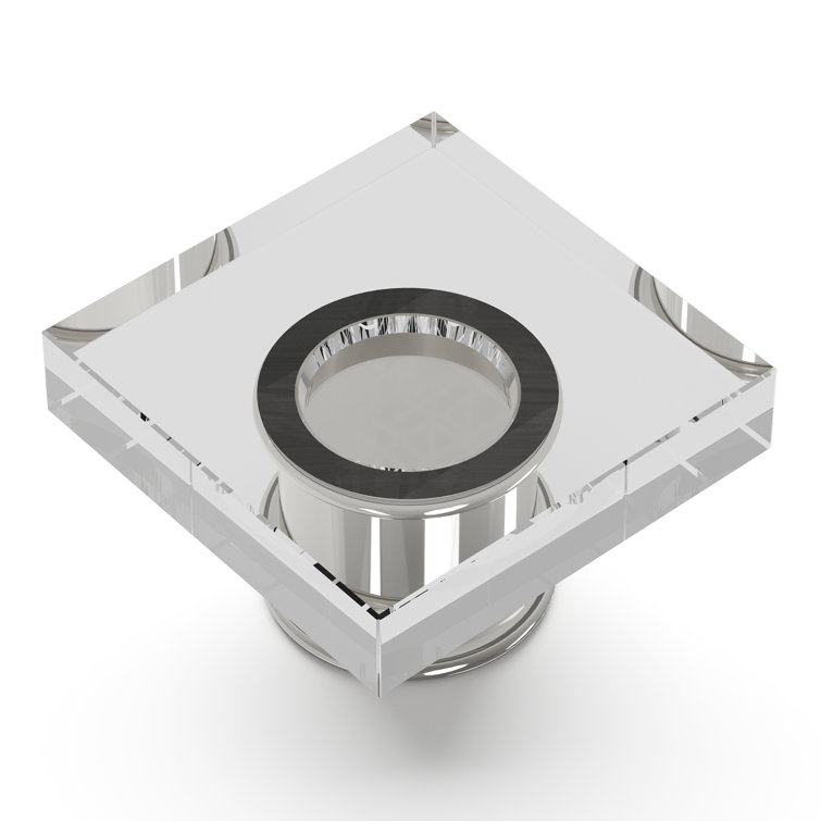 Crystal Palace Polished Nickel Square Acrylic Cabinet Knob