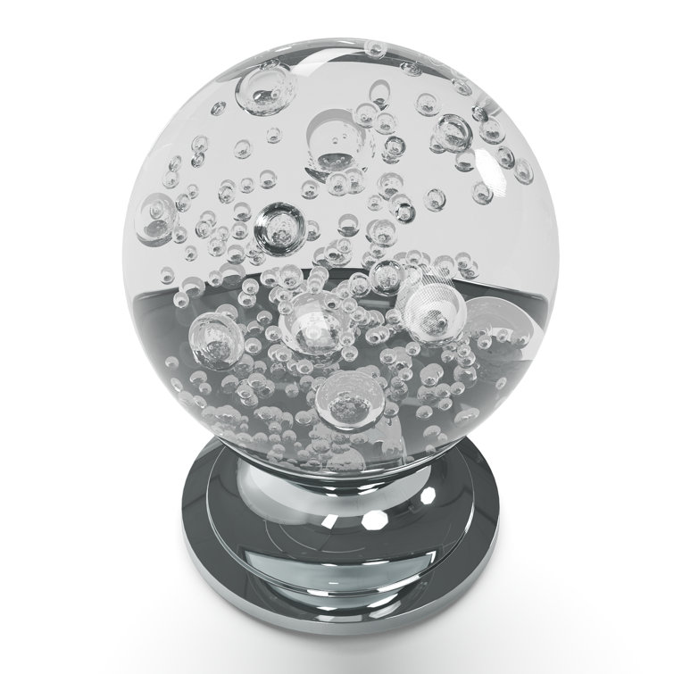 Round Glass Cabinet Knob with Chrome Finish