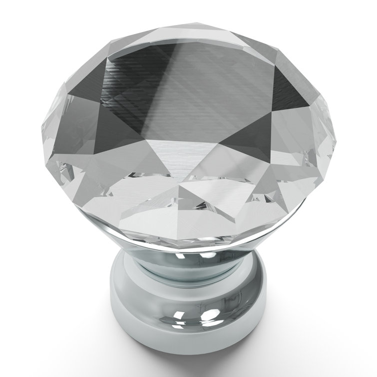 Crystal Palace Clear Glass and Chrome Round Cabinet Knob