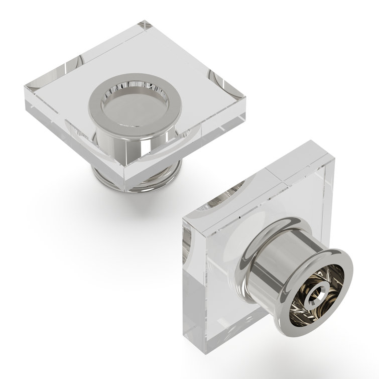 Crystal Palace Polished Nickel Square Acrylic Cabinet Knob