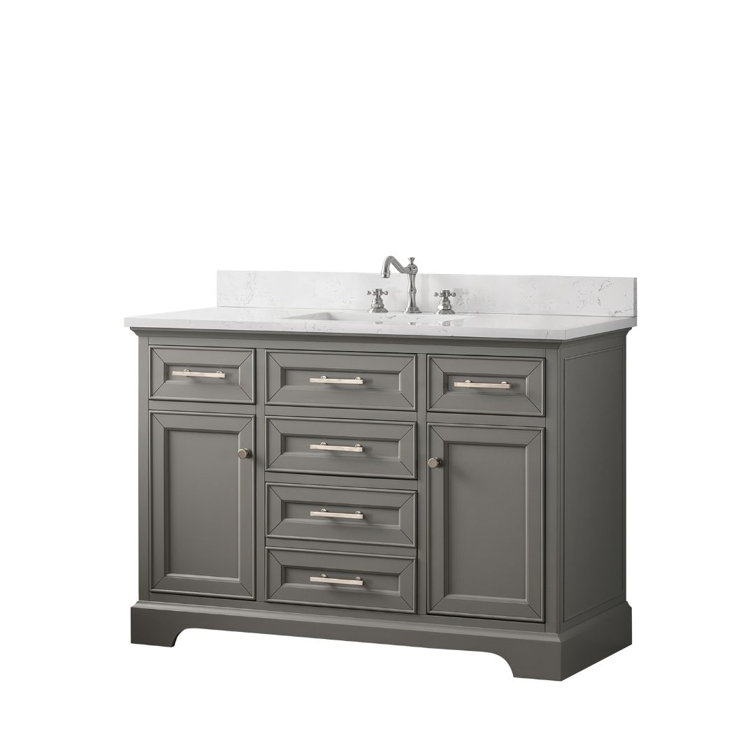 Thompson 48'' Gray Solid Wood Bathroom Vanity with Stone Top