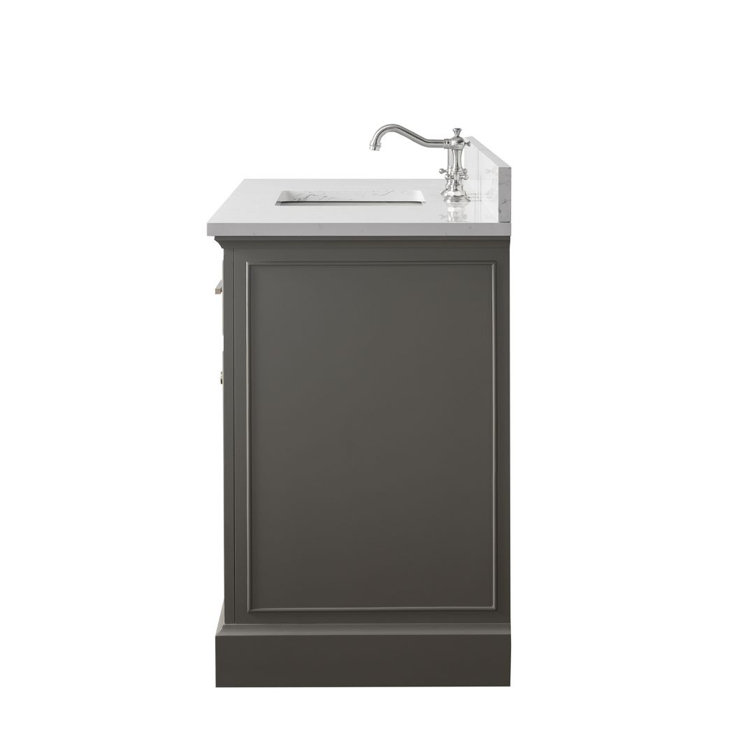 Thompson 48'' Gray Solid Wood Bathroom Vanity with Stone Top