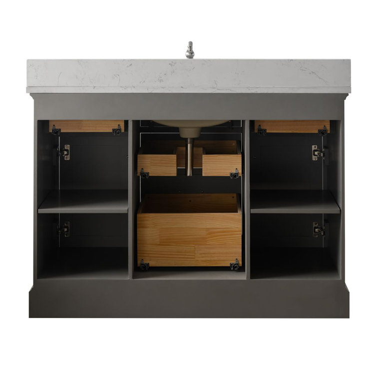 Thompson 48'' Gray Solid Wood Bathroom Vanity with Stone Top