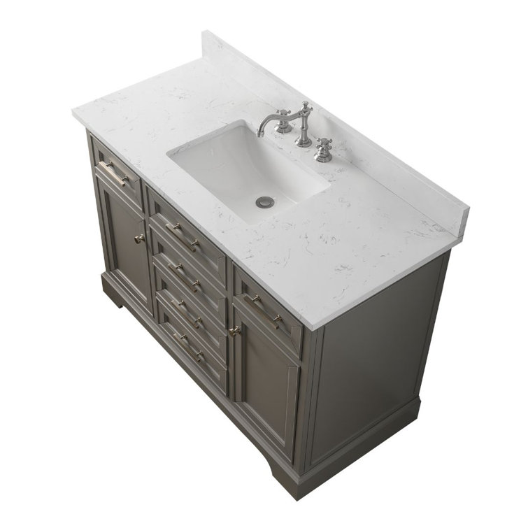 Thompson 48'' Gray Solid Wood Bathroom Vanity with Stone Top