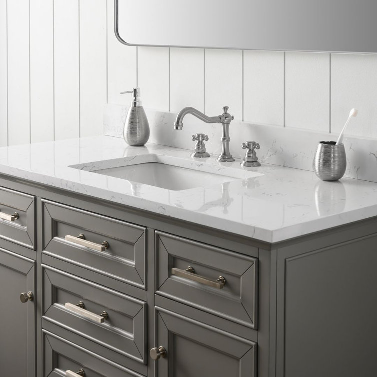 Thompson 48'' Gray Solid Wood Bathroom Vanity with Stone Top