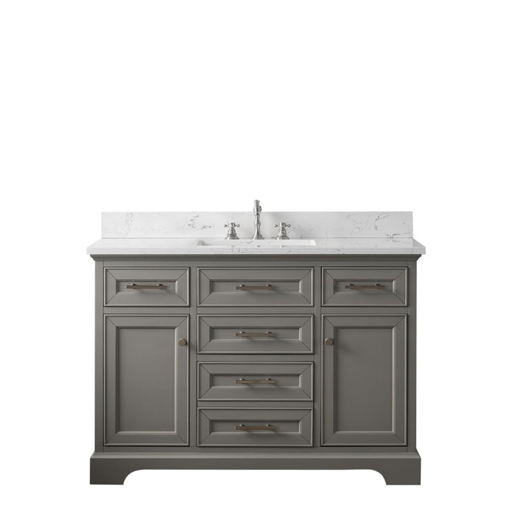 Thompson 48'' Gray Solid Wood Bathroom Vanity with Stone Top