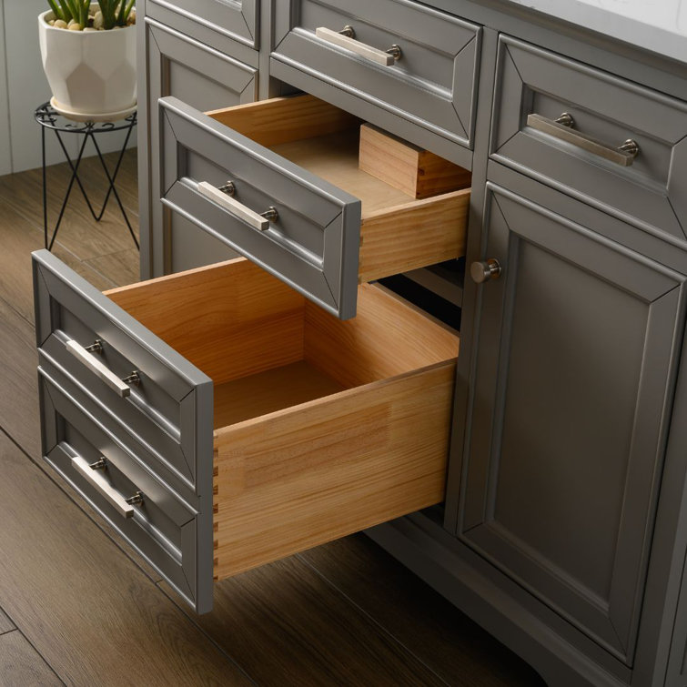 Thompson 48'' Gray Solid Wood Bathroom Vanity with Stone Top