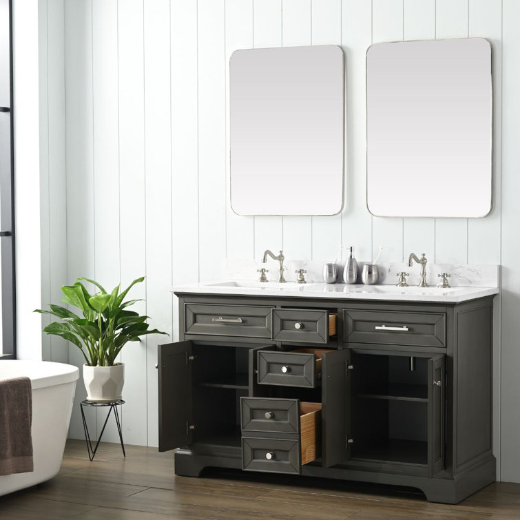 Thompson 54" Silver Gray Double Sink Freestanding Vanity