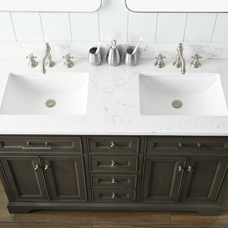 Thompson 54" Silver Gray Double Sink Freestanding Vanity