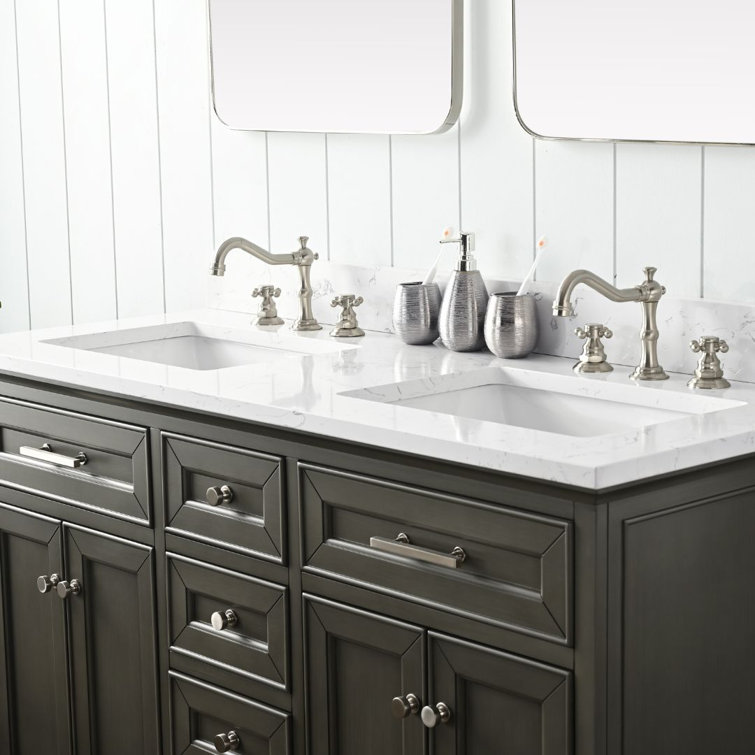 Thompson 54" Silver Gray Double Sink Freestanding Vanity
