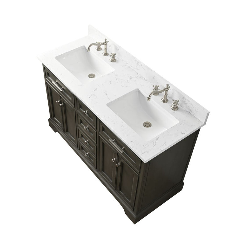 Thompson 54" Silver Gray Double Sink Freestanding Vanity