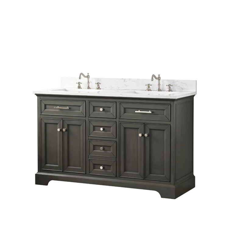Thompson 54" Silver Gray Double Sink Freestanding Vanity