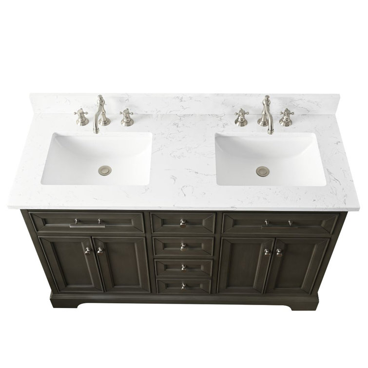 Thompson 54" Silver Gray Double Sink Freestanding Vanity