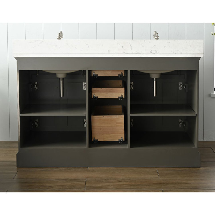 Thompson 54" Silver Gray Double Sink Freestanding Vanity