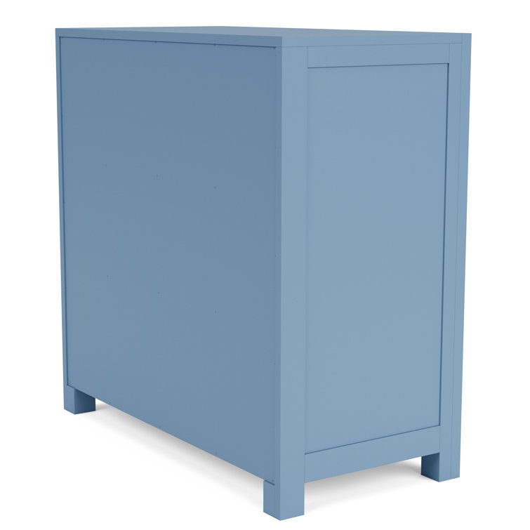 Lana Blue Coastal 3 Drawer Chest with Woven Handles