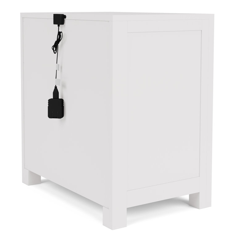 White Coastal 2-Drawer Nightstand with Woven Handles