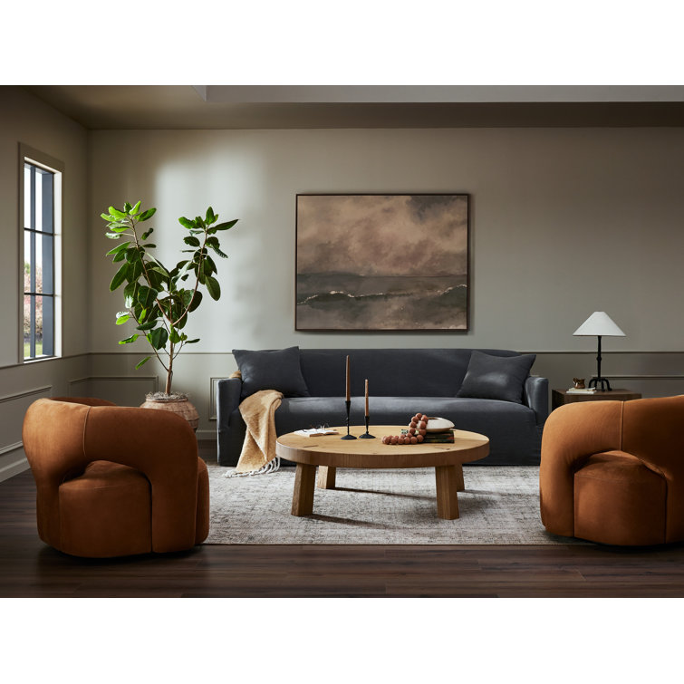 Worn Oak Round Coffee Table with Splayed Legs