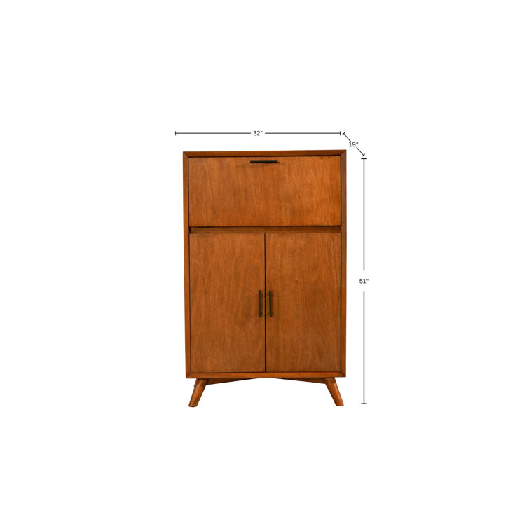 Acorn Solid Wood Mid-Century Modern Bar Cabinet