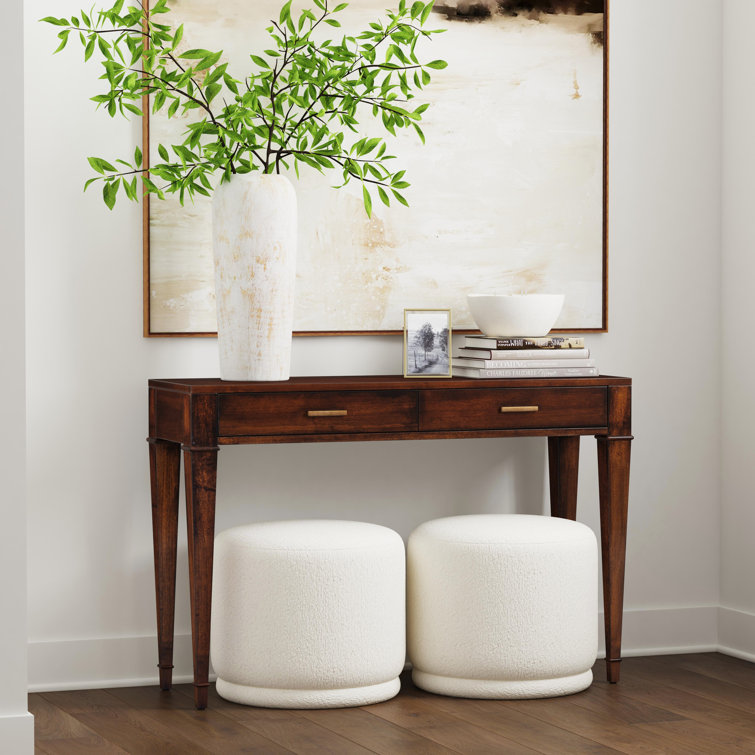 Kai 45" Dark Brown Burl Wood Console Table with Storage