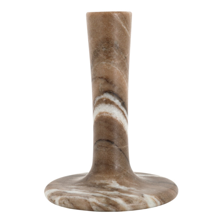 Brown Torrent Marble Tabletop Candlestick, 5.5" H