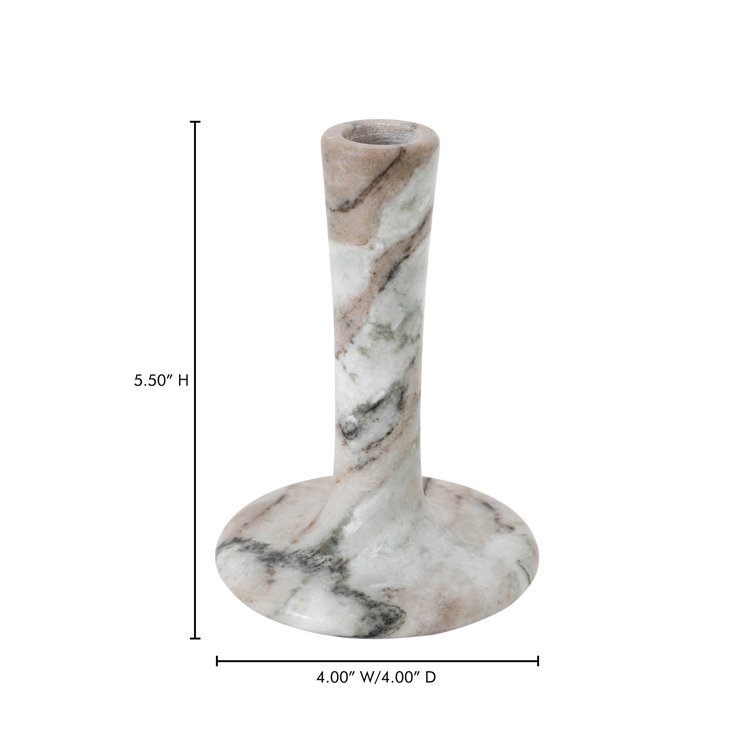 Brown Torrent Marble Tabletop Candlestick, 5.5" H