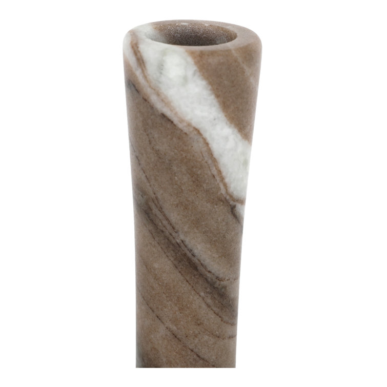 Brown Torrent Marble Tabletop Candlestick, 5.5" H