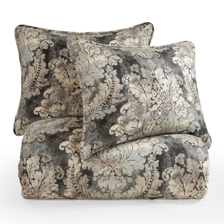 Victoria Queen Smoky Damask Cotton 3-Piece Bedspread Set