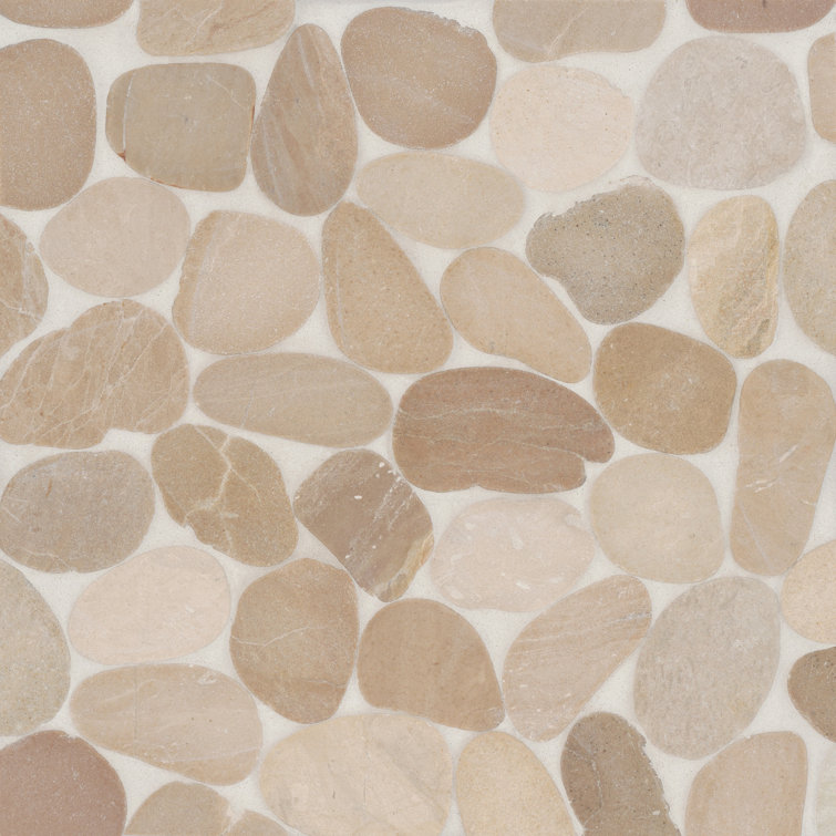 Waterbrook 12" x 12" Beige Natural Stone Pebble Mosaic Tile