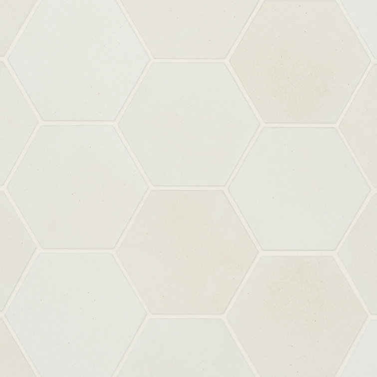 Celine 4" x 5" Matte White Porcelain Hexagonal Tile