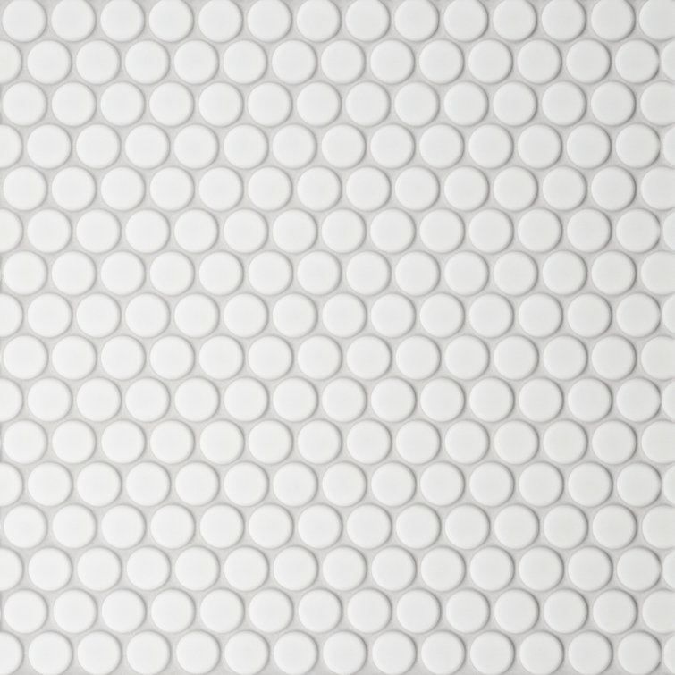 White Matte Circle Porcelain Mosaic Tile Sheet