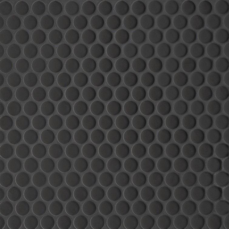 Black Matte Porcelain Circle Mosaic Wall Tile