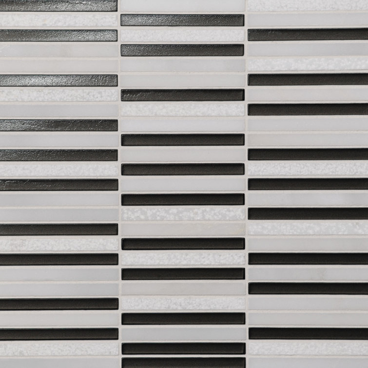 Kaikos Black and White Glass Mosaic Wall & Floor Tile