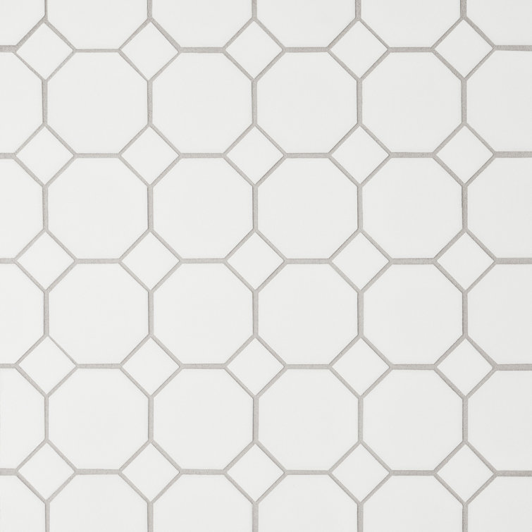White Matte Porcelain Octagon Mosaic Tile 2x2