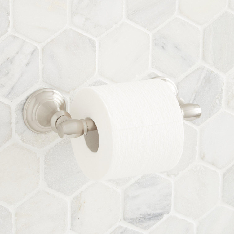 Brushed Nickel Double Post Wall Mounted Toilet Paper Holder