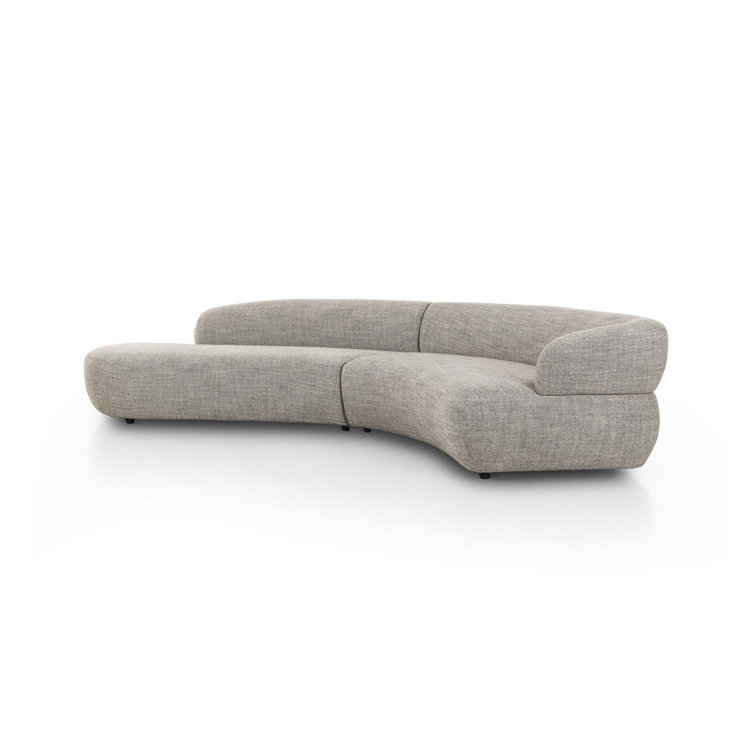 Gray Curved Polyester Blend 2-Piece Sectional Sofa