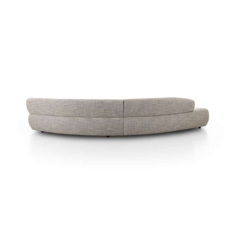 Gray Curved Polyester Blend 2-Piece Sectional Sofa