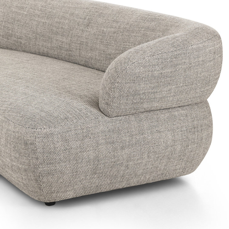 Gray Curved Polyester Blend 2-Piece Sectional Sofa