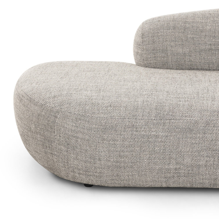 Gray Curved Polyester Blend 2-Piece Sectional Sofa