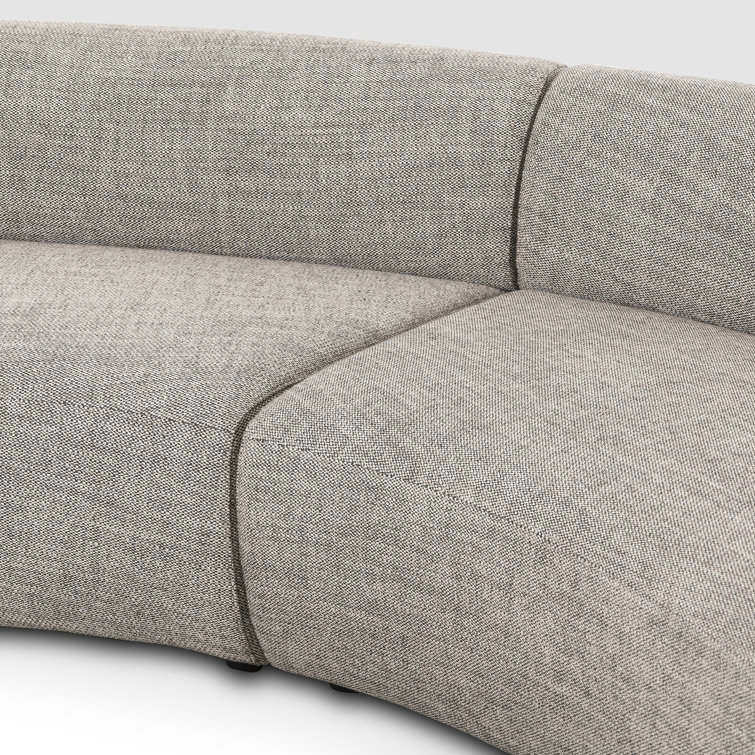 Gray Curved Polyester Blend 2-Piece Sectional Sofa