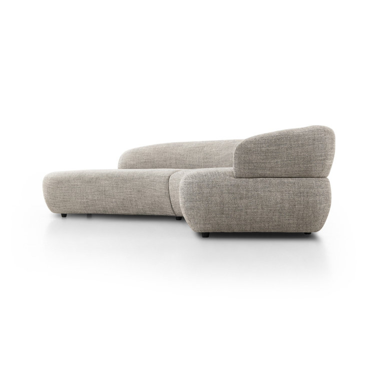 Gray Curved Polyester Blend 2-Piece Sectional Sofa