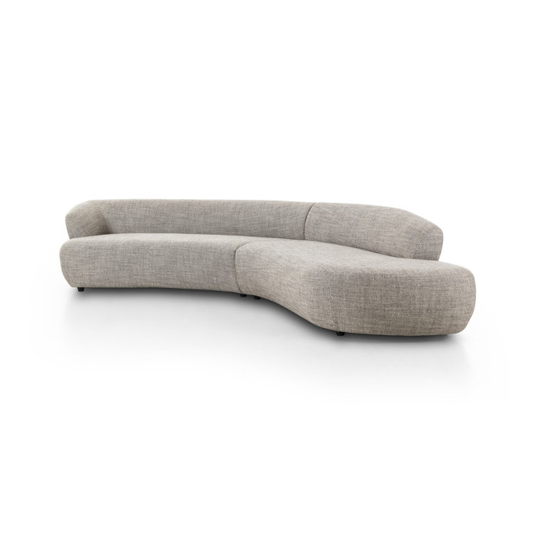 Gray Curved Two-Piece Polyester Blend Sectional Sofa