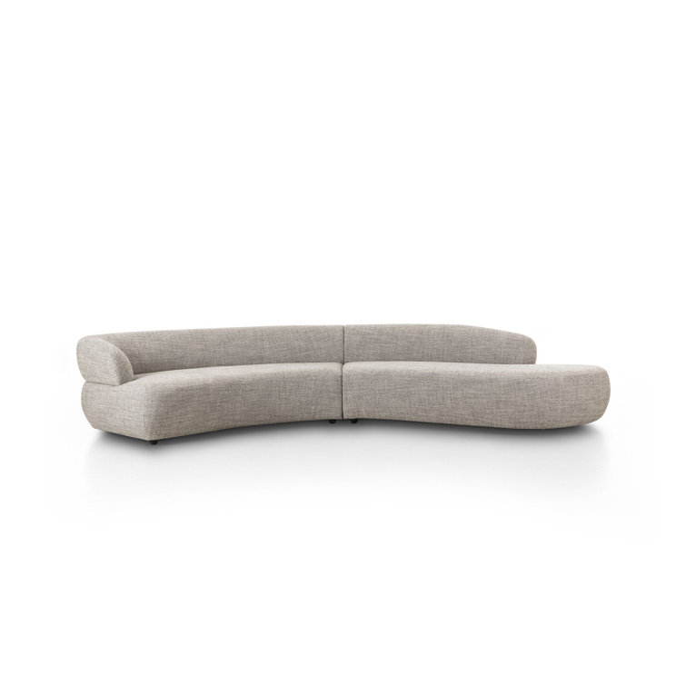 Gray Curved Two-Piece Polyester Blend Sectional Sofa
